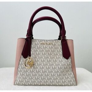 Michael Kors Kimberly MK Signature Leather‎ Small Satchel Handbag Crossbody Bag